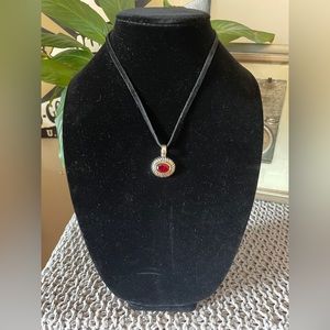 Classic Red Stone Pendant Necklace